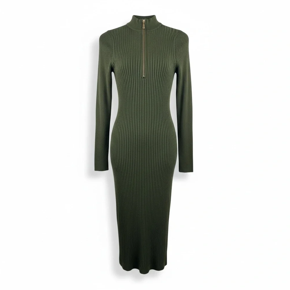 H&H Long Sleeve Olive Bodycon Dress. Size M - Picture 4 of 6